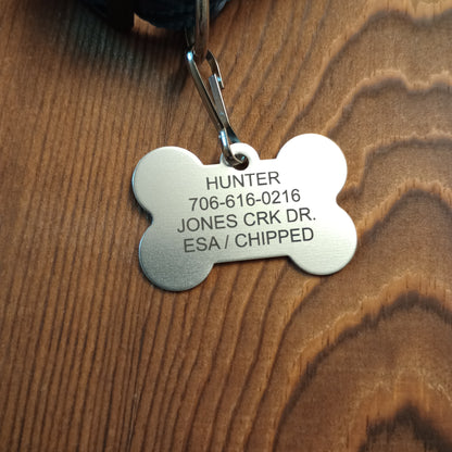 Silver Colored Bone Shaped Pet Tag