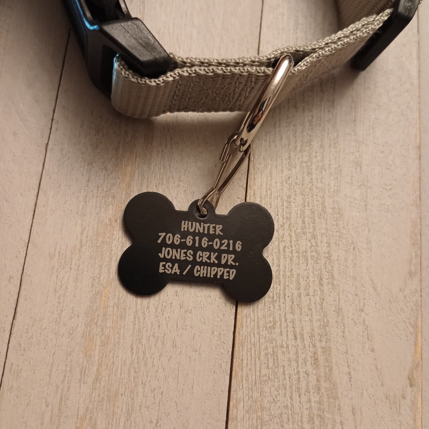 Black Bone Shaped Pet Tag