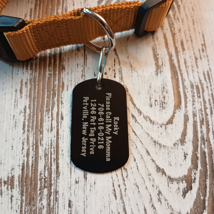 Black Military Style Pet Tag