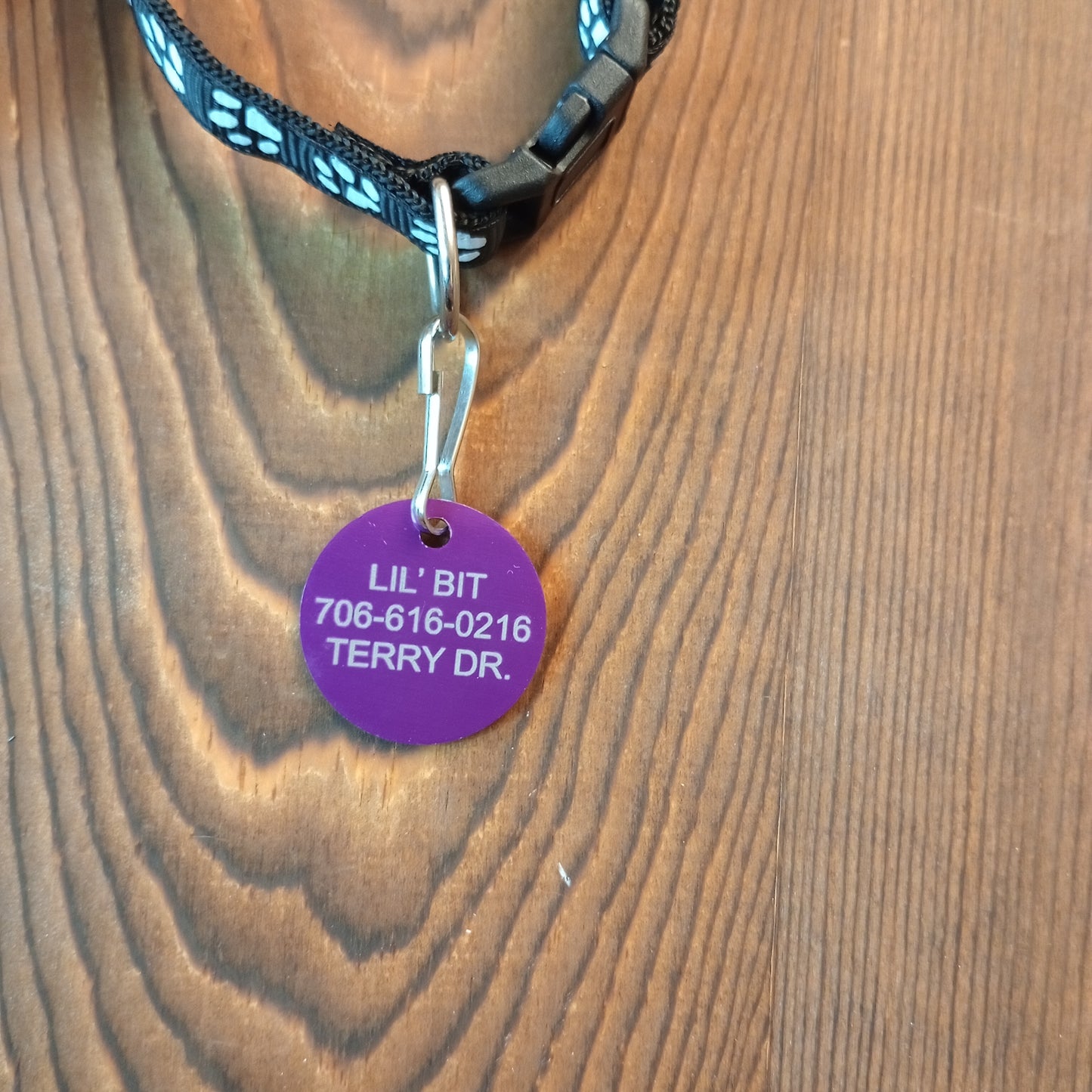 Purple Round Pet Tag