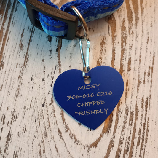 Dark Blue Heart Shaped Pet Tag