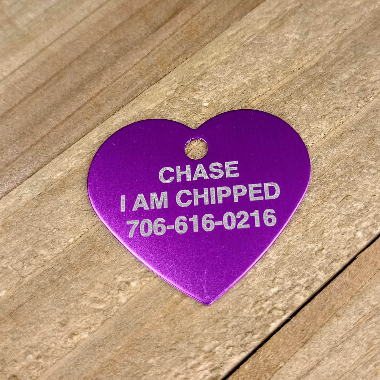 Purple Heart Shaped Pet Tag