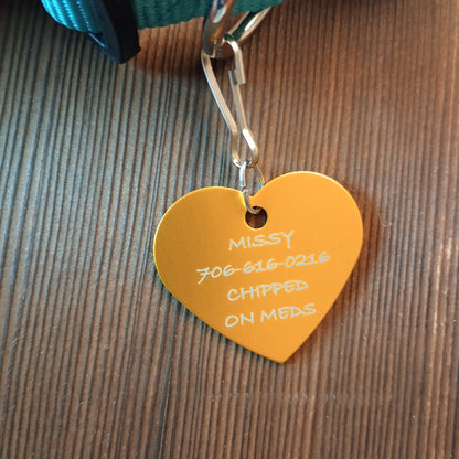 Yellow Heart Shaped Pet Tag