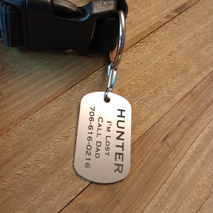 Silver Colored Military Style Pet Tag.