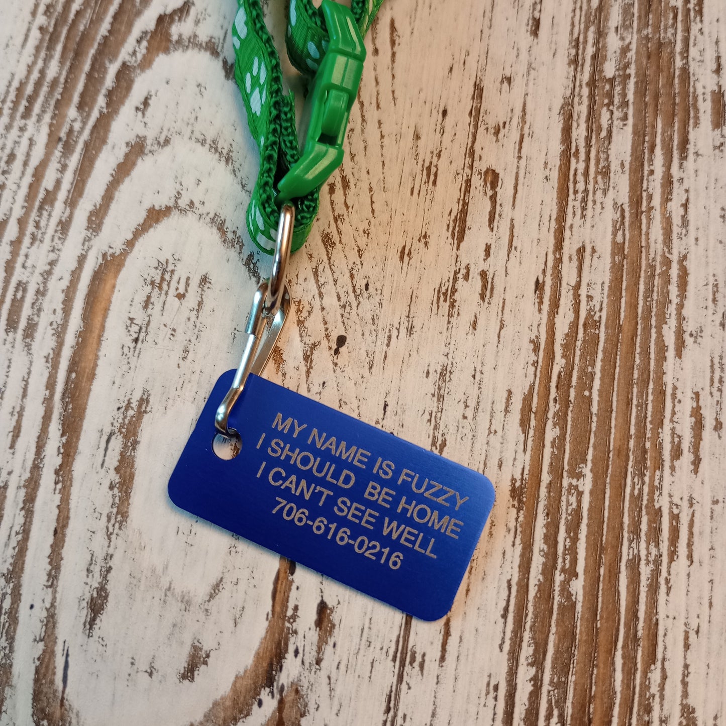 Dark Blue Rectangular Pet Tag