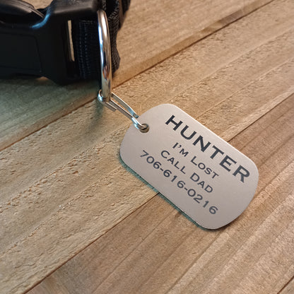 Silver Colored Military Style Pet Tag.