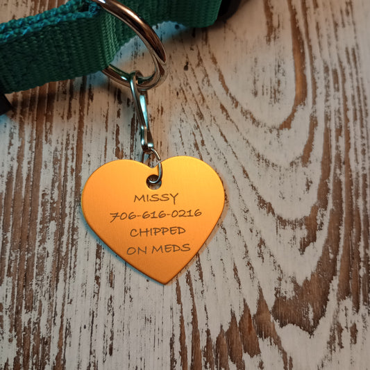 Yellow Heart Shaped Pet Tag