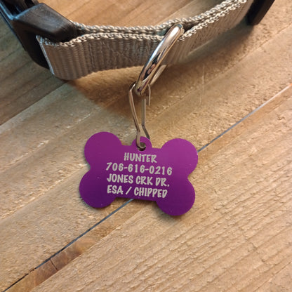 Purple Bone Shaped Pet Tag