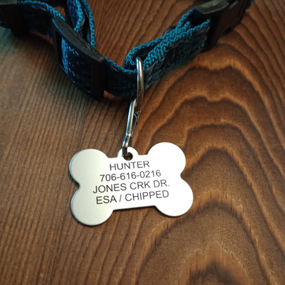 Silver Colored Bone Shaped Pet Tag