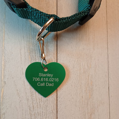 Green Heart Shaped Pet Tag