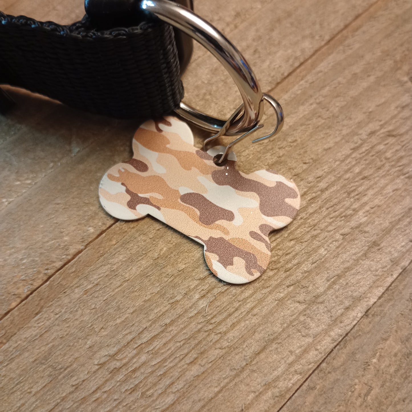 Brown Camo Bone Shaped Pet Tag