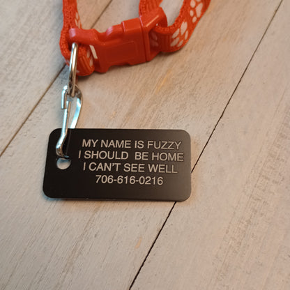 Black Rectangular Pet Tag