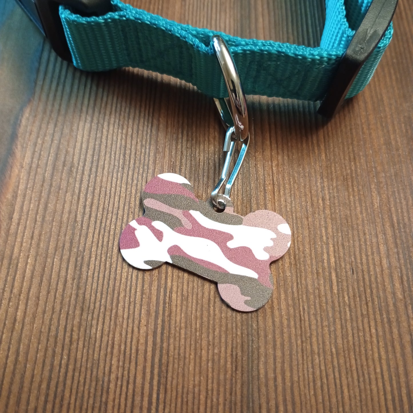 Pink Camo Bone Shaped Pet Tag