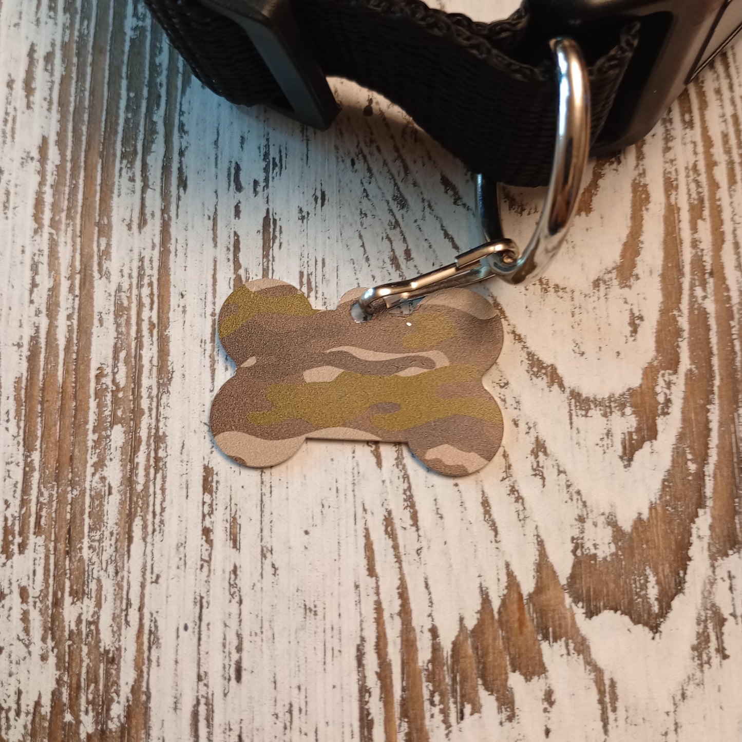 Woodland Green Camo Bone Shaped Pet Tag