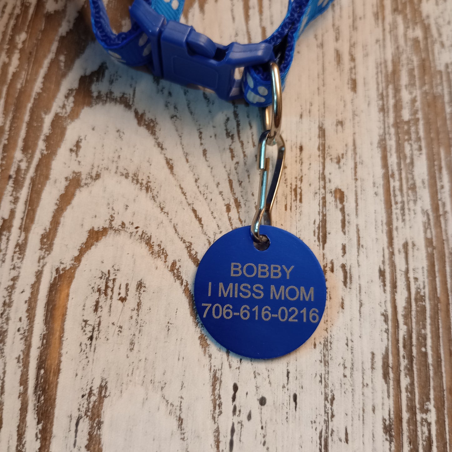 Dark Blue Round Pet Tag