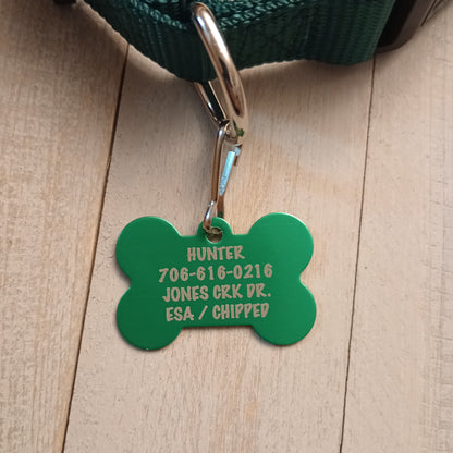 Green Bone Shaped Pet Tag.