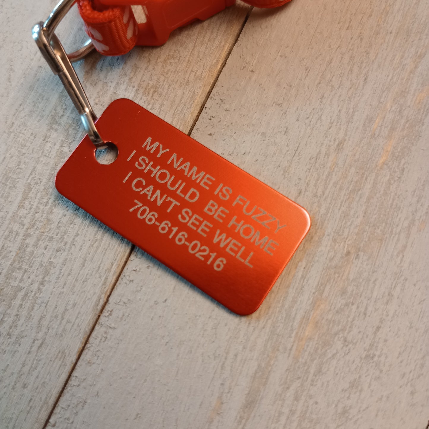 Red Rectangular Pet Tag.