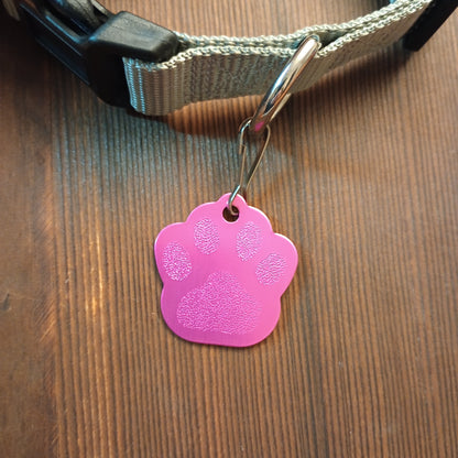 Dark Pink Large Paw Pet Tag (1.4 inch)