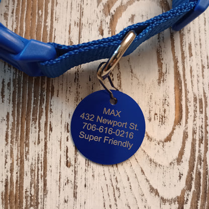 Dark Blue Round Pet Tag (1.4 inch)