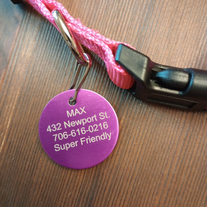 Purple Round Pet Tag (1.4 inch)