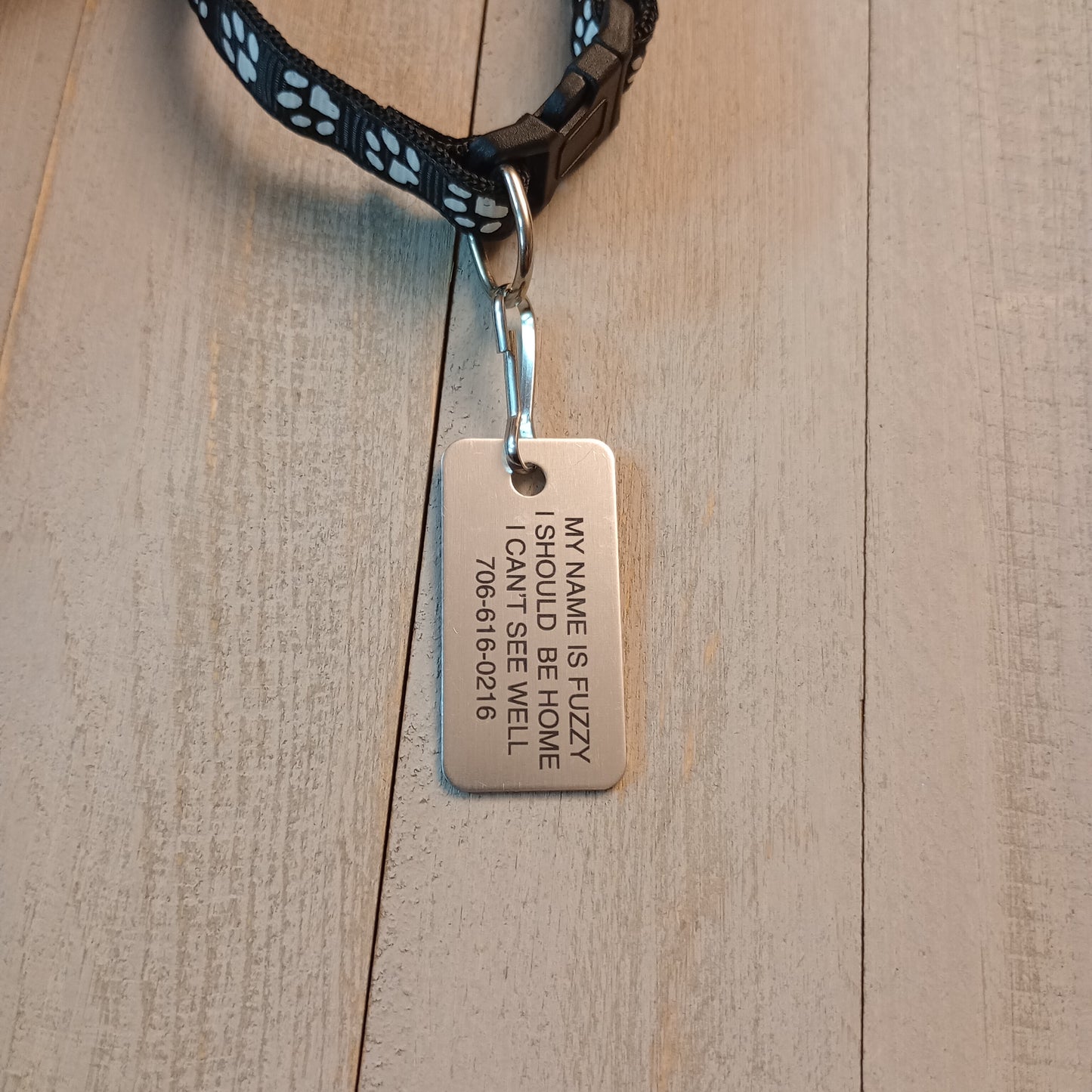 Silver Colored Rectangular Pet Tag