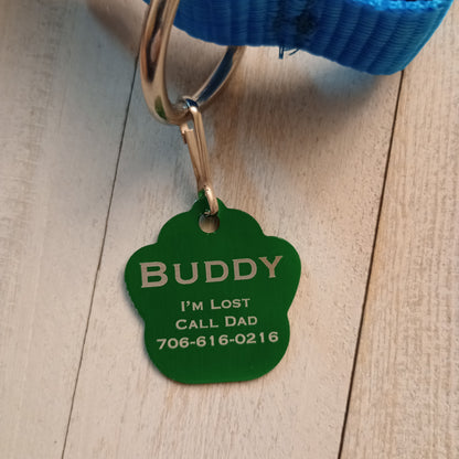 Green Large Paw Pet Tag (1.4 inch)