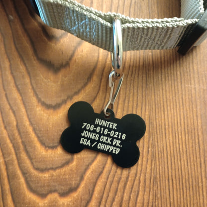 Black Bone Shaped Pet Tag