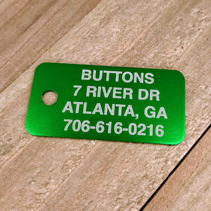 Green Rectangular Pet Tag,