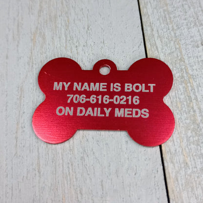 Red Bone Shaped Pet Tag