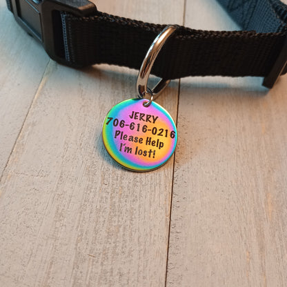 1 inch Iridescent Round Pet Tag