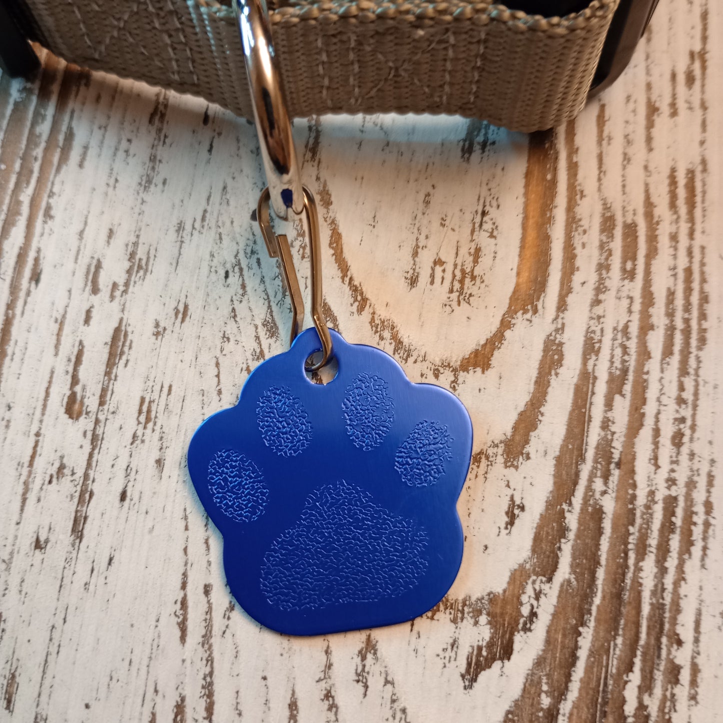 Dark Blue Large Paw Pet Tag (1.4 inch)