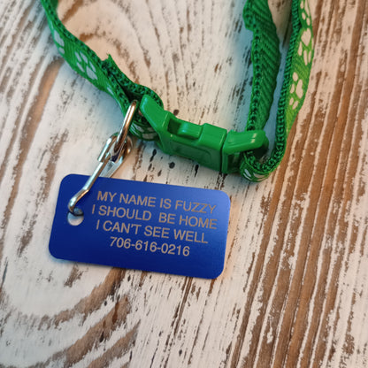 Dark Blue Rectangular Pet Tag