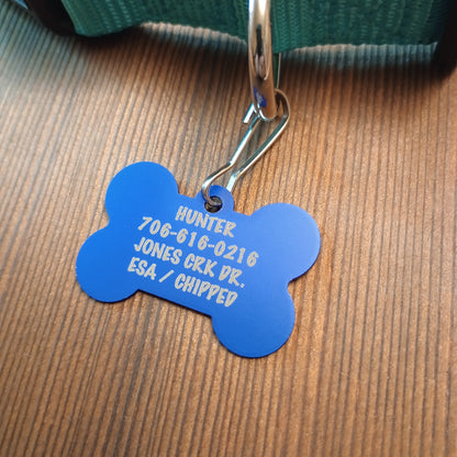 Dark Blue Bone Shaped Pet Tag