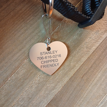 Silver Colored Heart Shaped Pet Tag