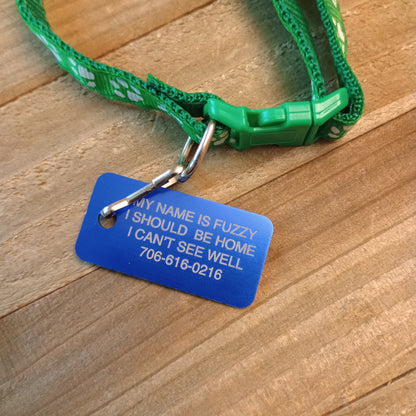 Dark Blue Rectangular Pet Tag