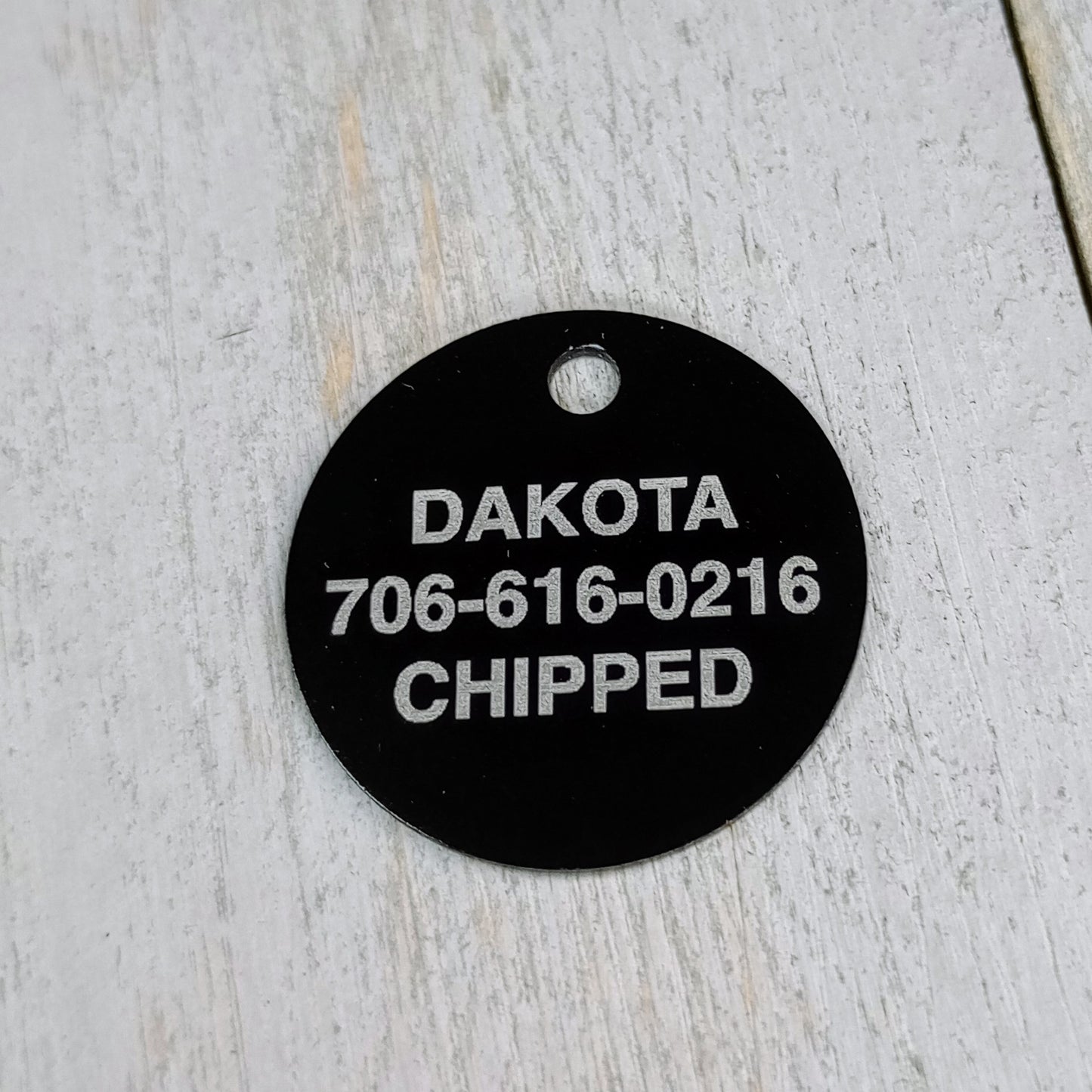 Black Round Pet Tag