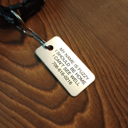 Silver Colored Rectangular Pet Tag