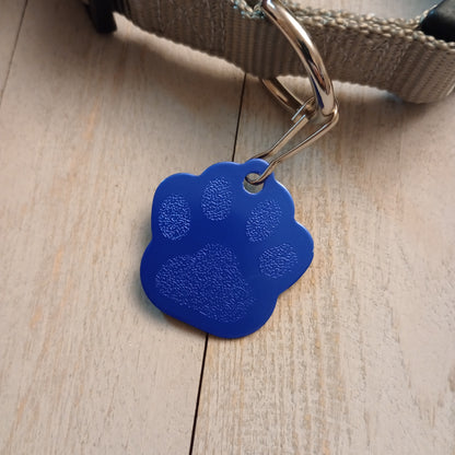 Dark Blue Large Paw Pet Tag (1.4 inch)