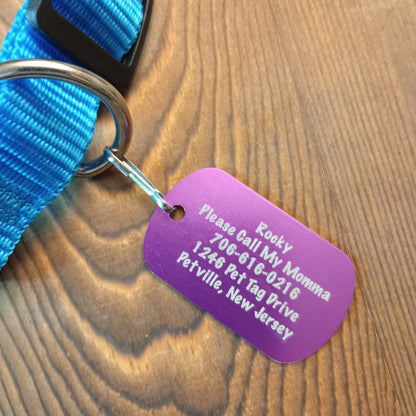 Purple Military Style Pet Tag