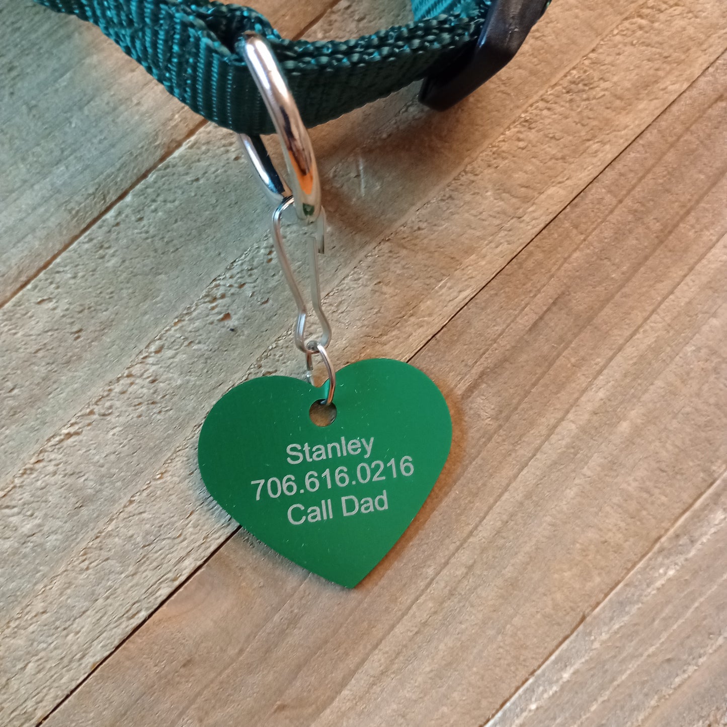 Green Heart Shaped Pet Tag