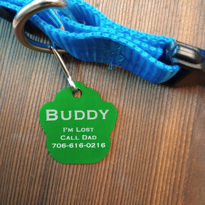 Green Large Paw Pet Tag (1.4 inch)