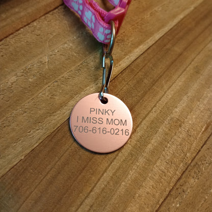 Light Pink Round Pet Tag