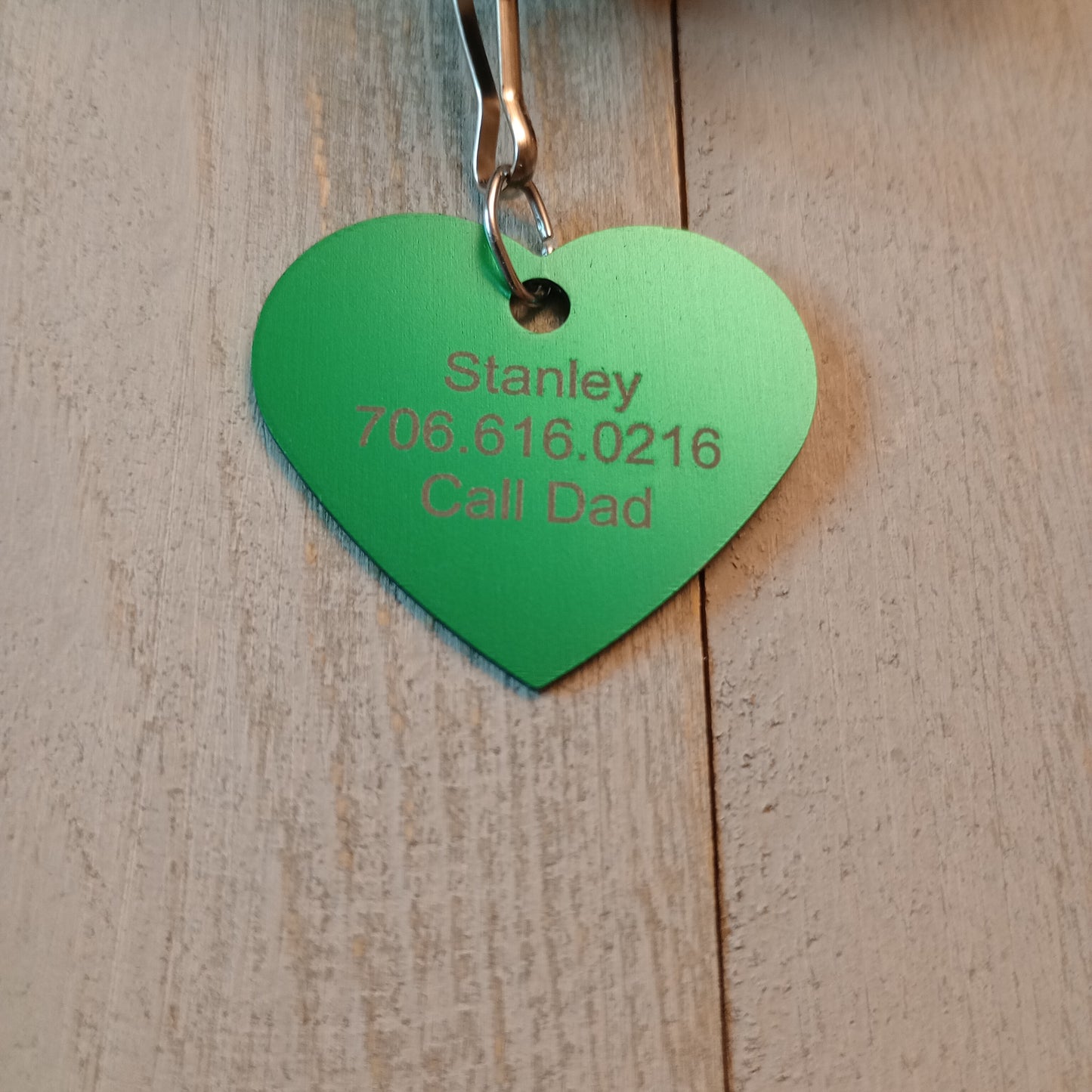 Green Heart Shaped Pet Tag