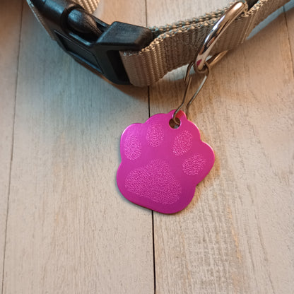 Dark Pink Large Paw Pet Tag (1.4 inch)