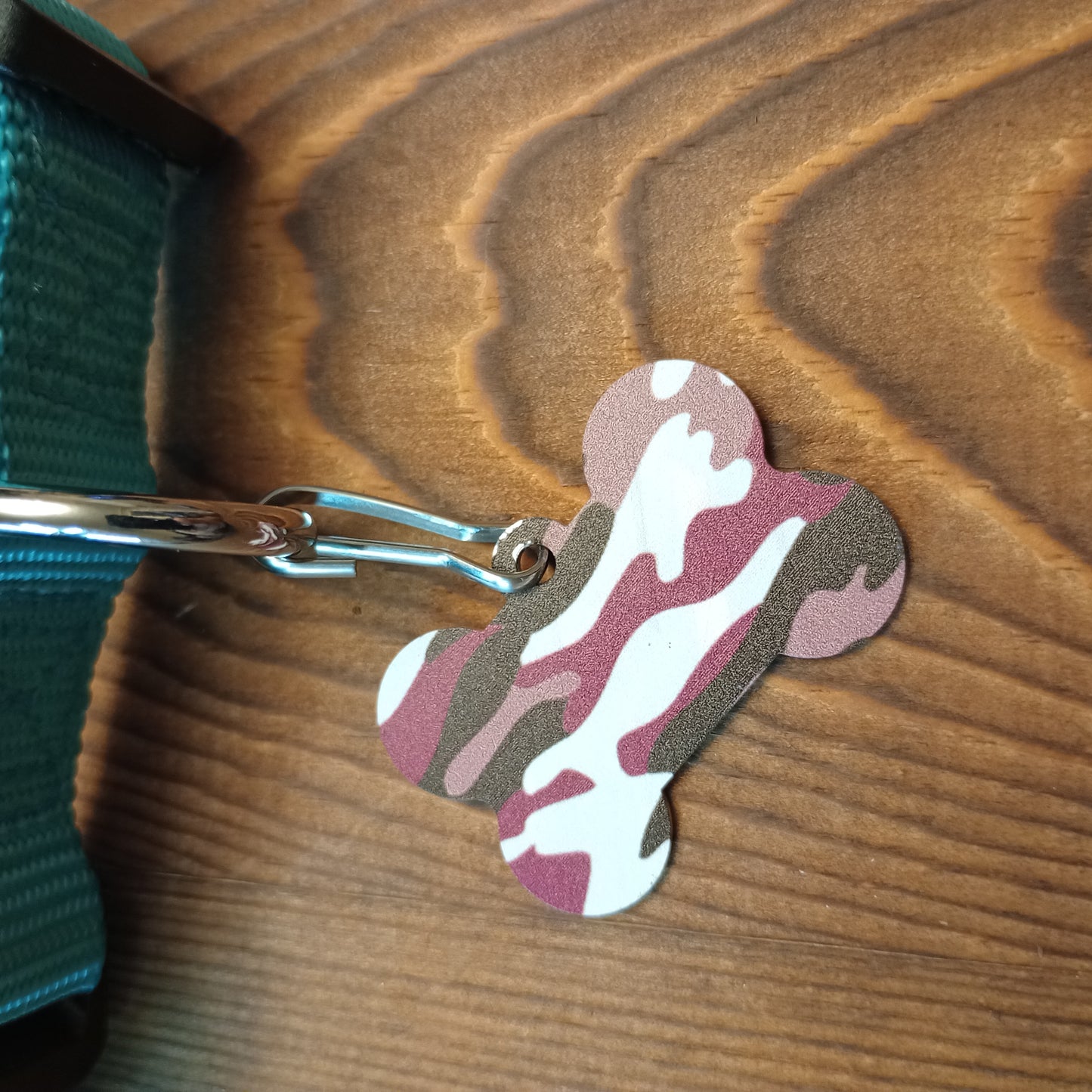 Pink Camo Bone Shaped Pet Tag