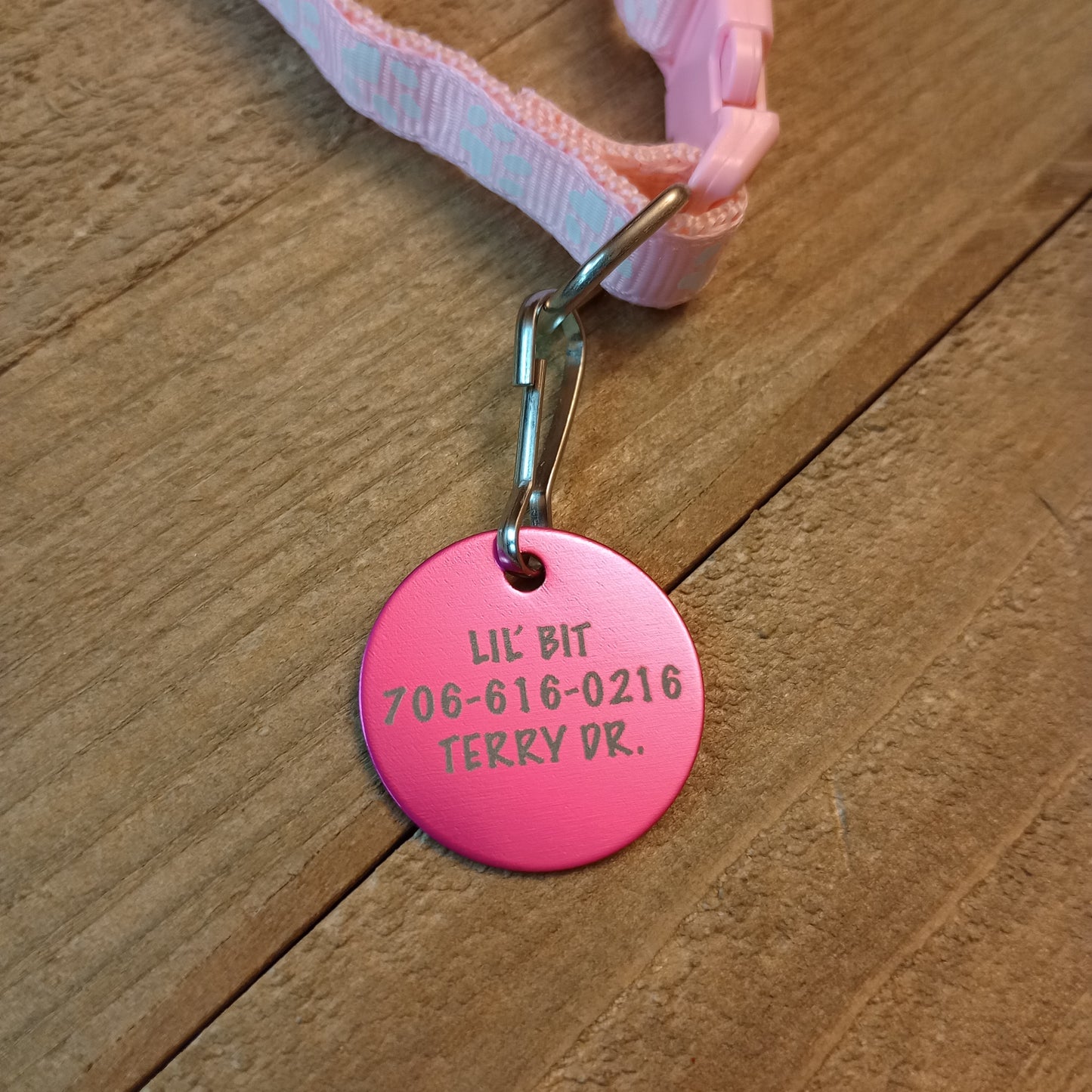 Dark Pink Round Pet Tag