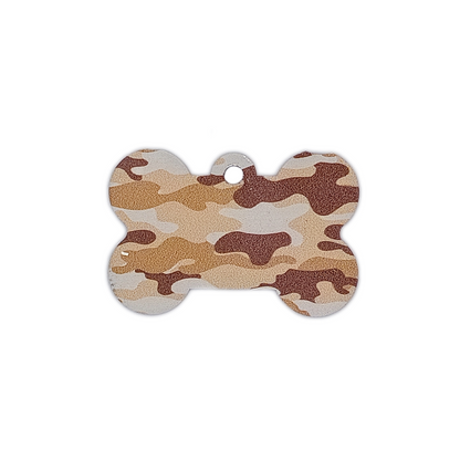 Brown Camo Bone Shaped Pet Tag