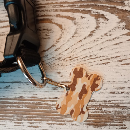 Brown Camo Bone Shaped Pet Tag