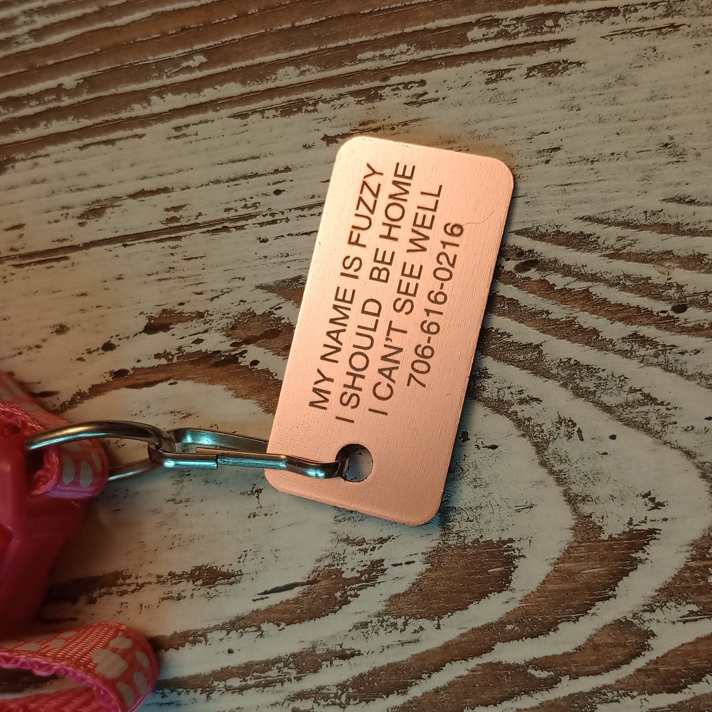 Light Pink Rectangular Pet Tag