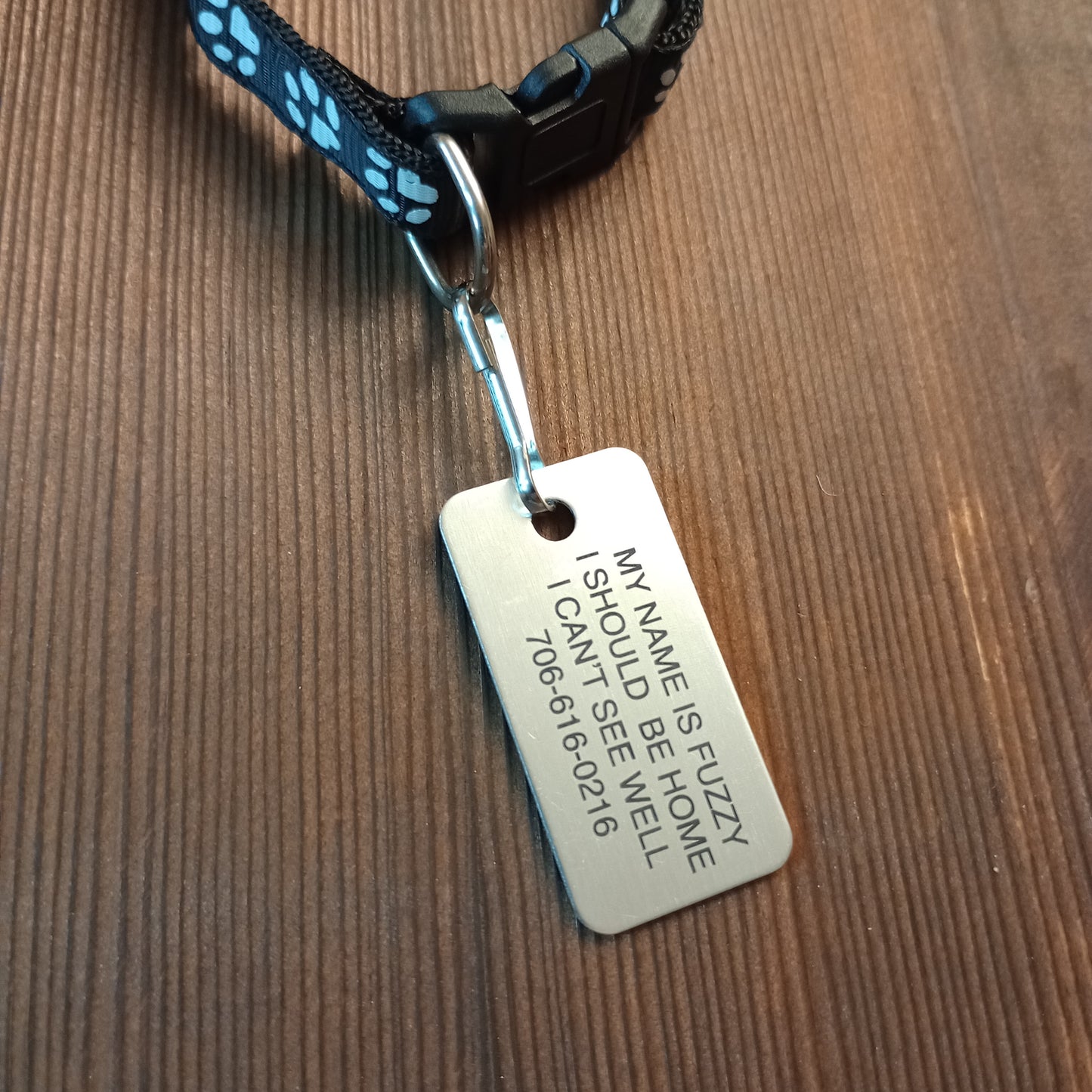 Silver Colored Rectangular Pet Tag